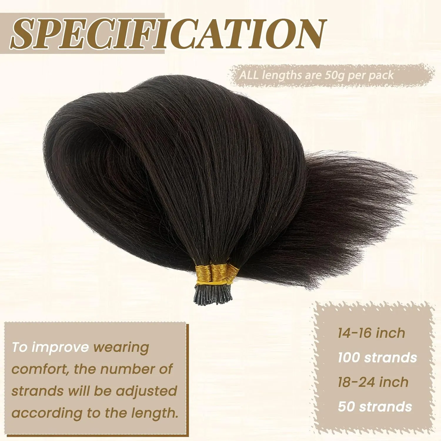 Keratin Bond 24Inch Yaki Straight Human Hair I Tip Extensions - Pre Bonded Light - #1B Natural Black - 100% Real Hair
