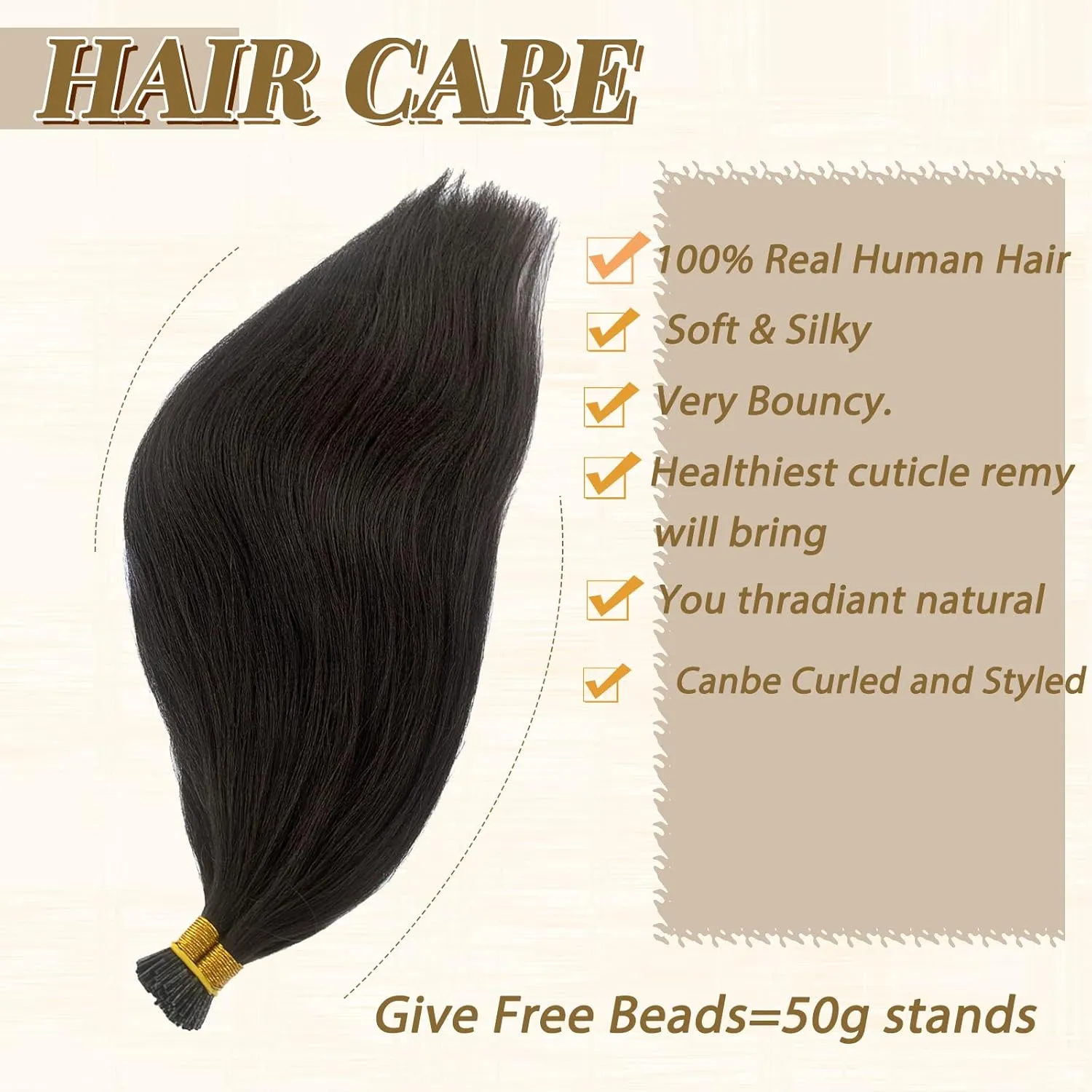 Keratin Bond 24Inch Yaki Straight Human Hair I Tip Extensions - Pre Bonded Light - #1B Natural Black - 100% Real Hair
