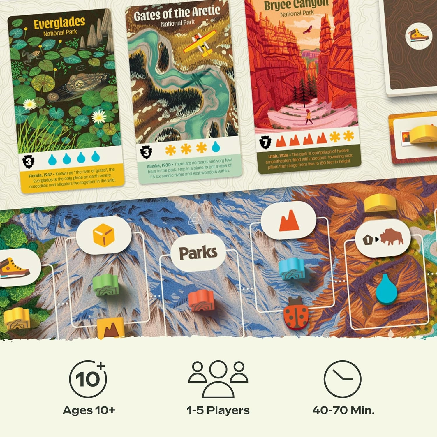 Keymaster Games Parks (2nd Edition) | Base Camp | Beautiful Strategy Game for Families, Adults, Kids or Solo | Explore Nature and The Outdoors by Hiking The US National Parks | Ages 10  | 1-5 Players