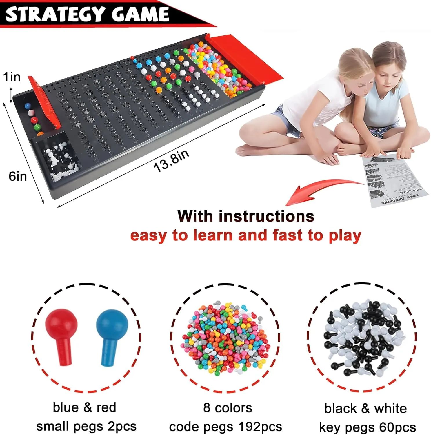 KIDAMI Code Breaker, Classic Codebreaking Travel Board Game, Brain Puzzle Set - 2 Player Battle of Famliy Game, Toys for Kids & Adult