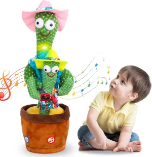 Kids Dancing Talking Cactus Toys for Baby Boys and Girls, Singing Mimicking Recording Repeating What You Say Sunny Cactus Toy Electronic Light Up Plush with 120 English Songs Smart Toy