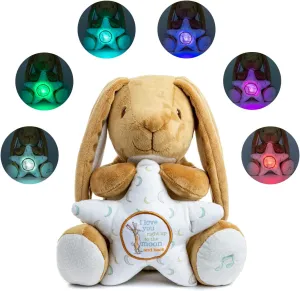 KIDS PREFERRED Guess How Much I Love You - Nutbrown Hare Rabbit Stuffed Animal with Multicolor Soothing Lights and Musical Star Plays Twinkle Twinkle Little Star,