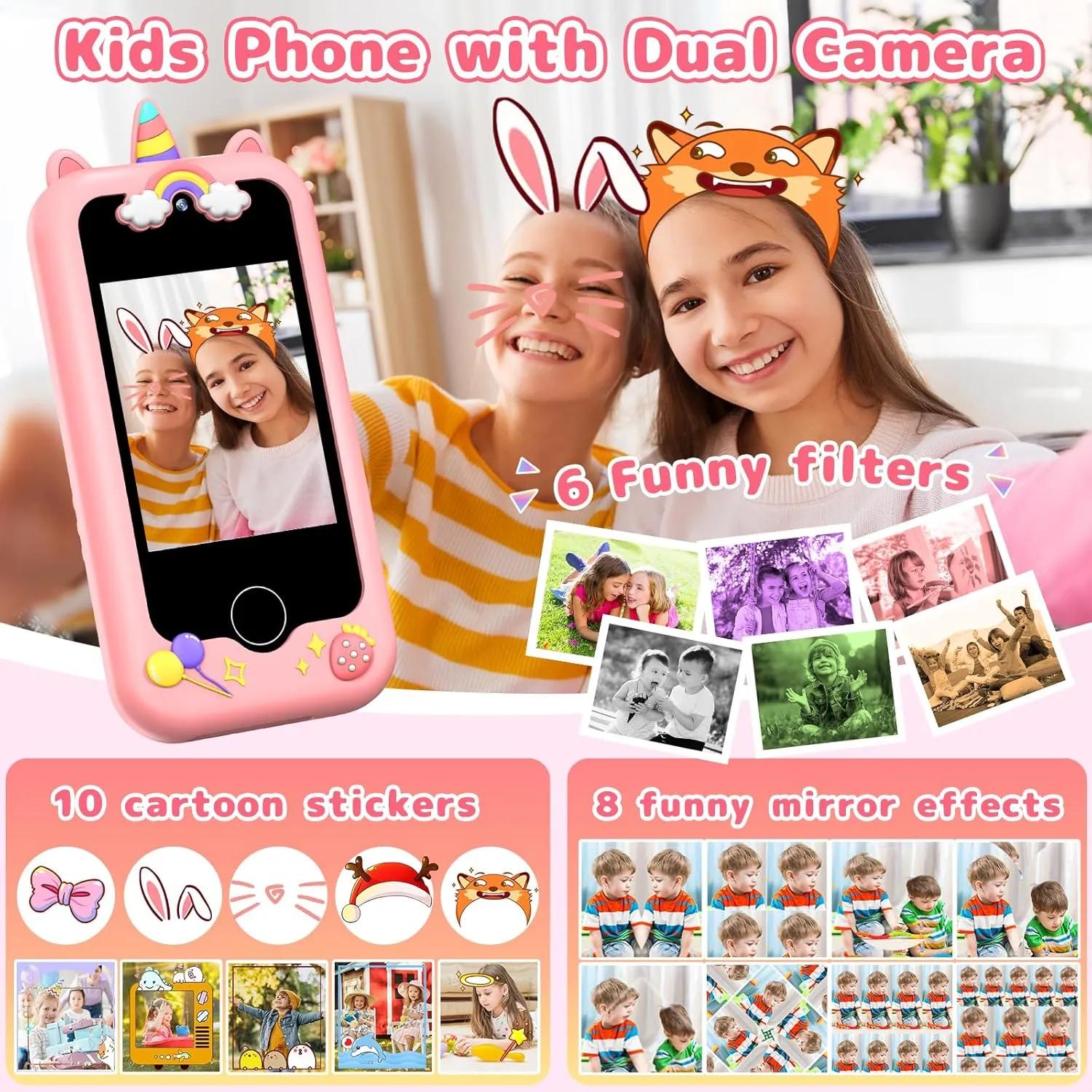 Kids Smart Phone for Girls, Birthday Gifts for Kids Age 3-12, Toddler Smart Phone Learning Educational Toy Pretend Play Phones with Educational Games