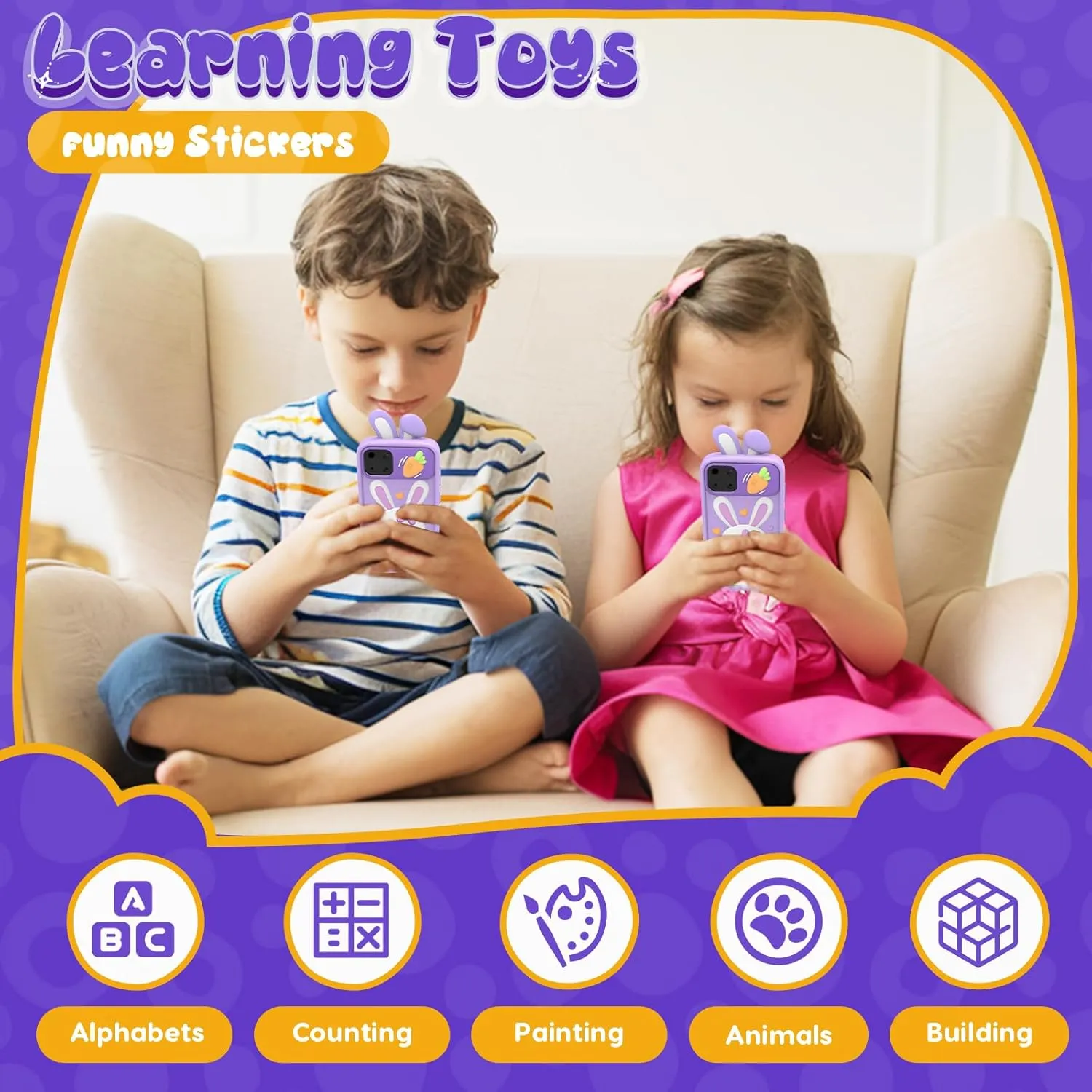 Kids Smart Phone Toys for Girls,Easter Gift for Kids Toys for 3-9 Girls Mini Smart Phone Toys with 2.8" Touchscreen 16 Learning Games Dual Camera Music Player, 8G SD Card