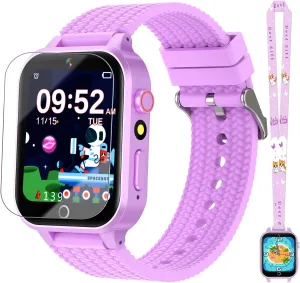 Kids Smart Watch for Girls Age 5-12, Kids Watch with 26 Games,Camera Music Player Pedometer Habit Tracking HD Touchscreen Flashlight Smart Watch for Kids Birthday Gifts for Girls Ages 6 7 8 9 (Purple)