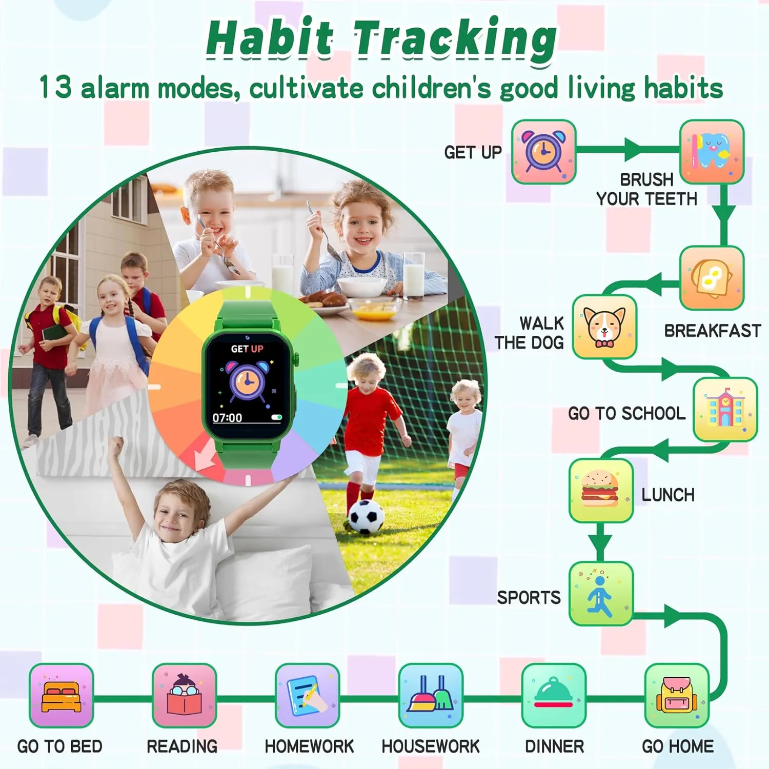 Kids Smart Watch with 32 Puzzle Games, HD Touch Screen Watches with Video Camera Music Alarm Clock Audiobooks Pedometer Flashlight 12/24 hr Educational Toys Gifts for Boys Girls Ages 4 5 6 7 8 9 10