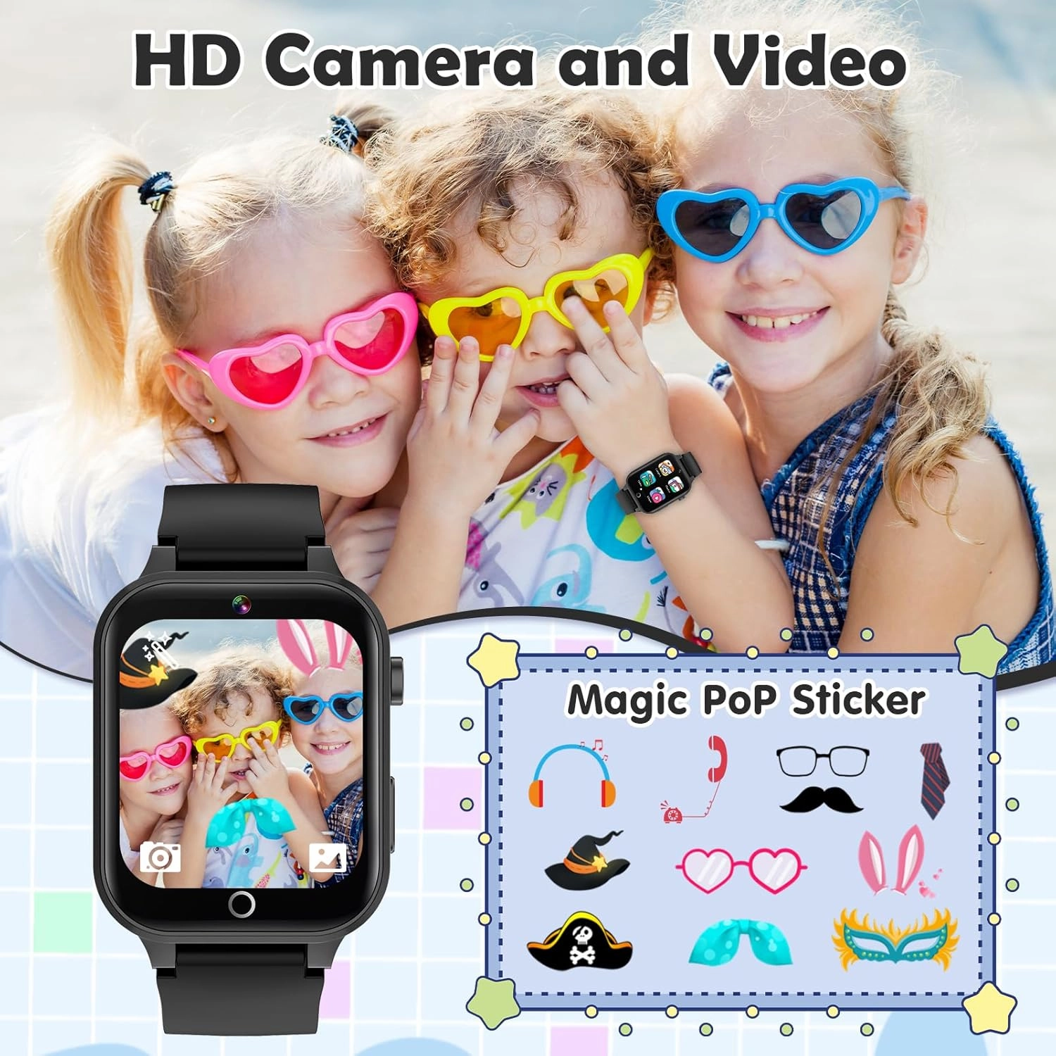 Kids Games Watch, with 26 Puzzle Games, Touch Screen, HD Camera, Alarm Clock, Toys for Ages 4-12 Years Old.Birthday Gift for Boys Girls (Black)
