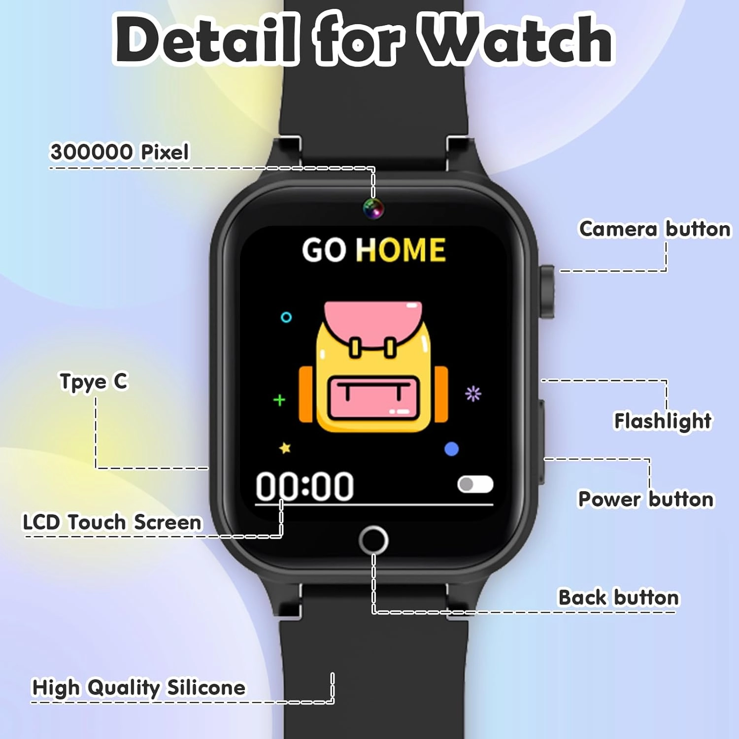 Kids Games Watch, with 26 Puzzle Games, Touch Screen, HD Camera, Alarm Clock, Toys for Ages 4-12 Years Old.Birthday Gift for Boys Girls (Black)
