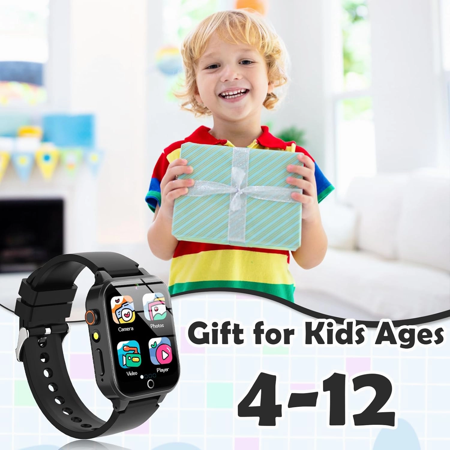 Kids Games Watch, with 26 Puzzle Games, Touch Screen, HD Camera, Alarm Clock, Toys for Ages 4-12 Years Old.Birthday Gift for Boys Girls (Black)