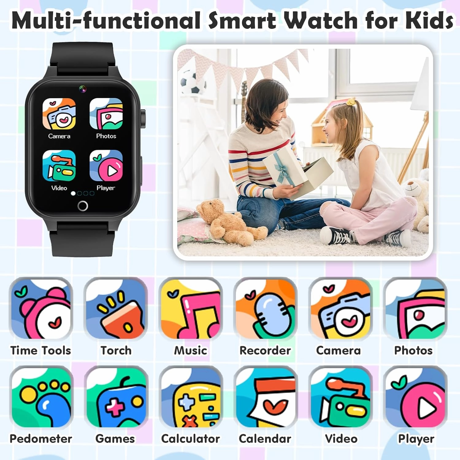 Kids Games Watch, with 26 Puzzle Games, Touch Screen, HD Camera, Alarm Clock, Toys for Ages 4-12 Years Old.Birthday Gift for Boys Girls (Black)