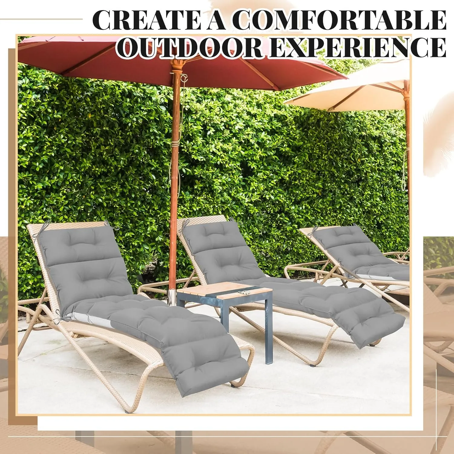 Kigley 1 Pcs Chaise Lounge Cushions 75 x 22 x 5 Inches Soft Lounge Chair Cushion Spring/Summer Seasonal Replacement for Outdoor Indoor Home Office (Light Grey)
