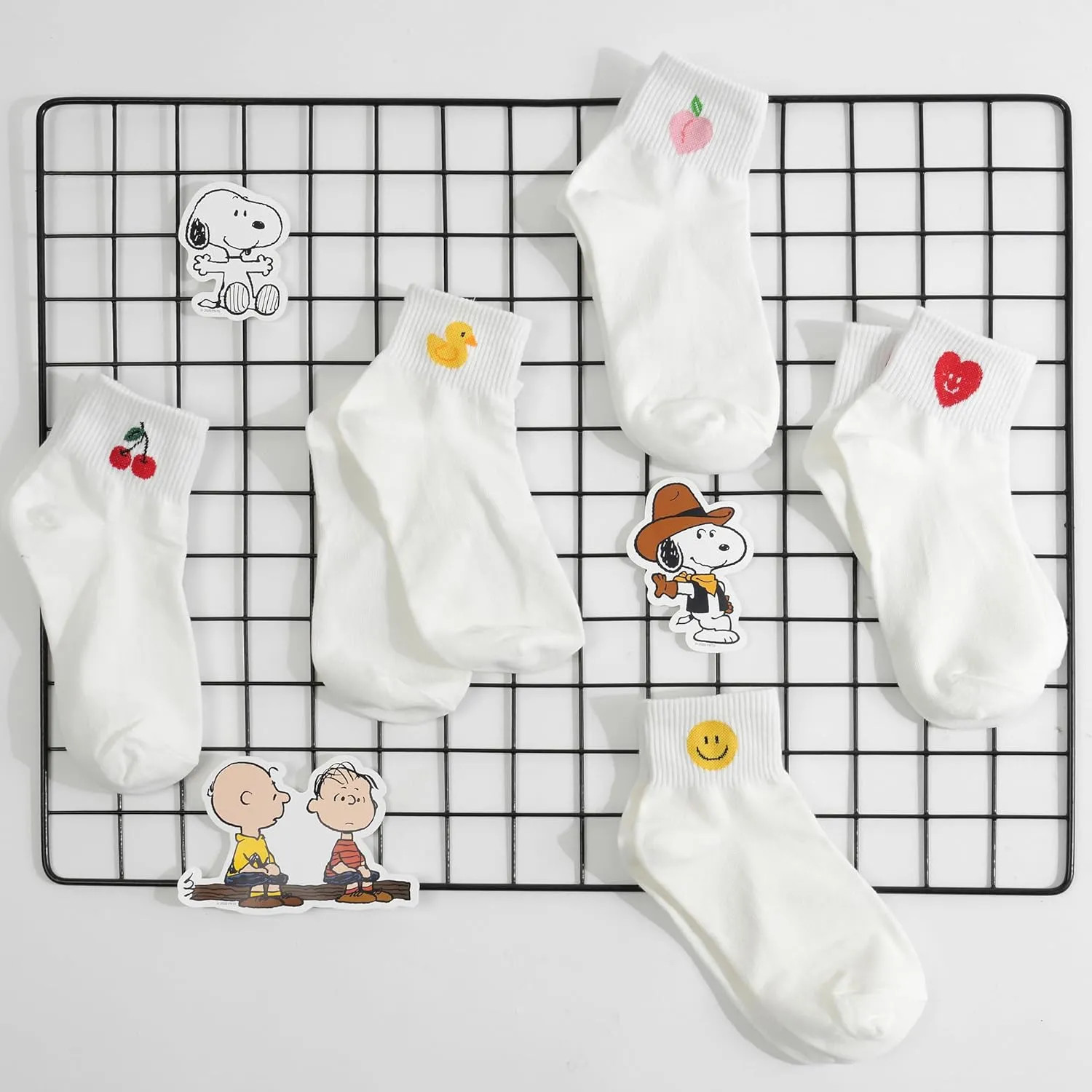 kikiya socks Women Ankle | 4-6 Pairs Heart Design Cute Animal Graphic Novelty Fruit Print Ladies Girls Cotton Socks | US 6-8