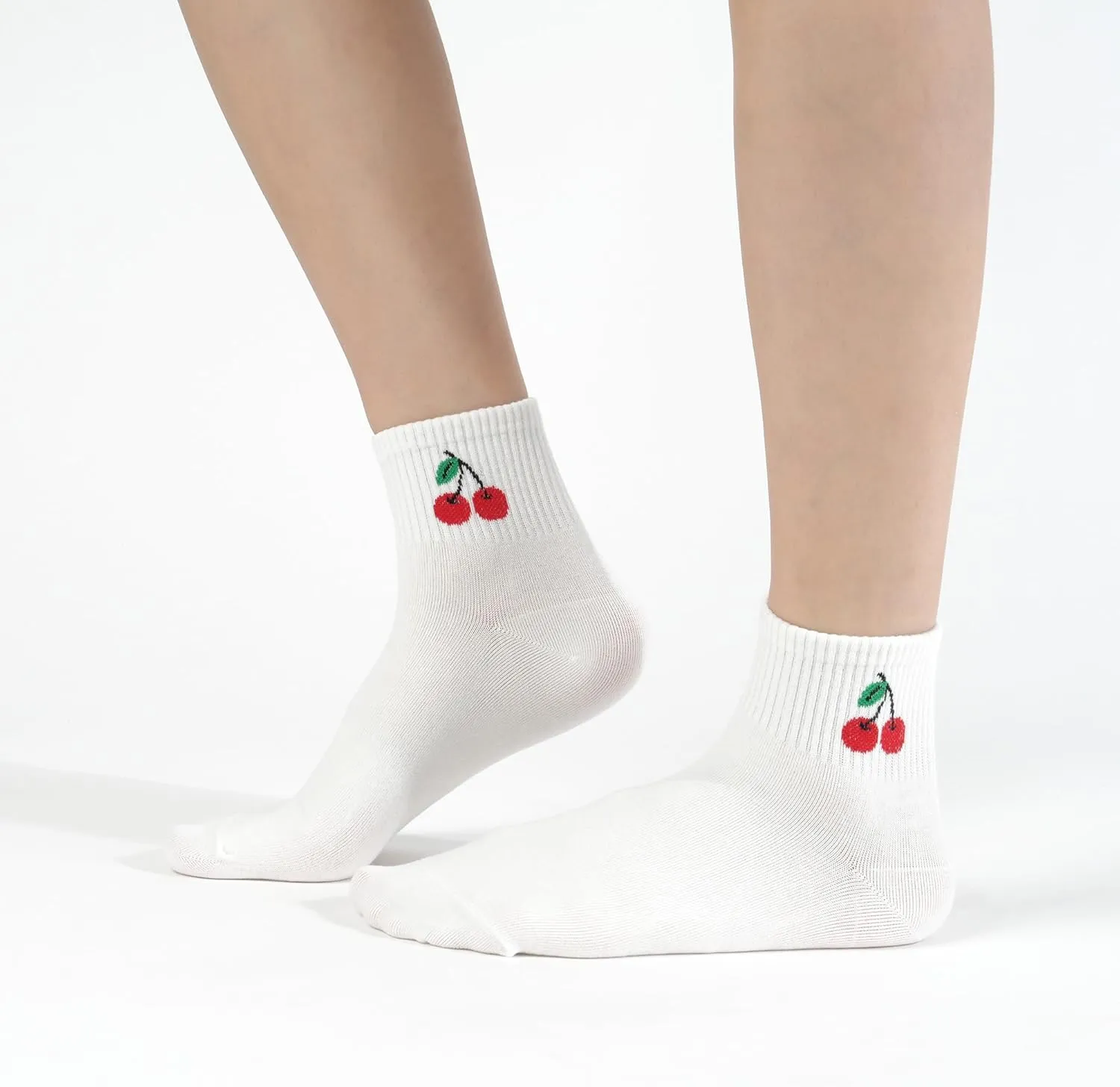 kikiya socks Women Ankle | 4-6 Pairs Heart Design Cute Animal Graphic Novelty Fruit Print Ladies Girls Cotton Socks | US 6-8