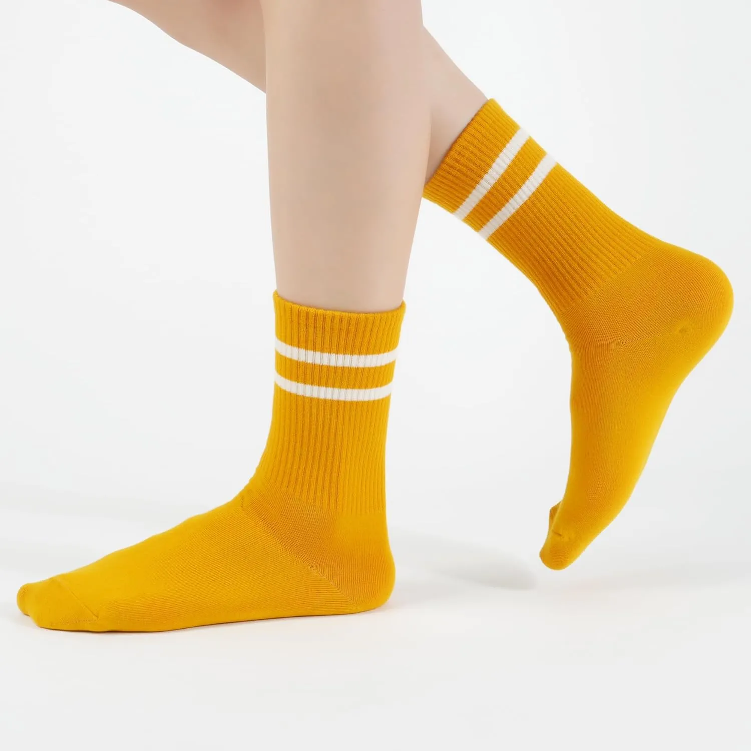 kikiya socks Women Crew | 4-6 Pairs Flower Heart Dots Graphic Tube Striped Cotton Socks | Calcetas Para Mujer | Size 6-8