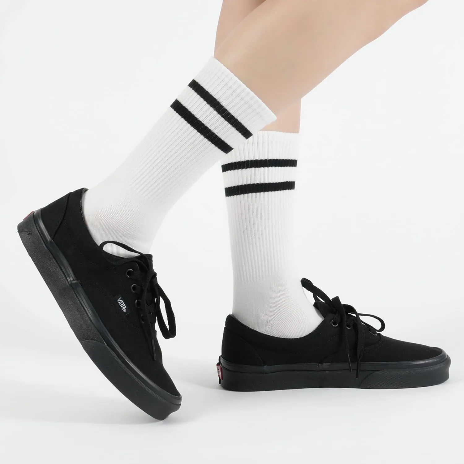 kikiya socks Women Crew | 4-6 Pairs Flower Heart Dots Graphic Tube Striped Cotton Socks | Calcetas Para Mujer | Size 6-8