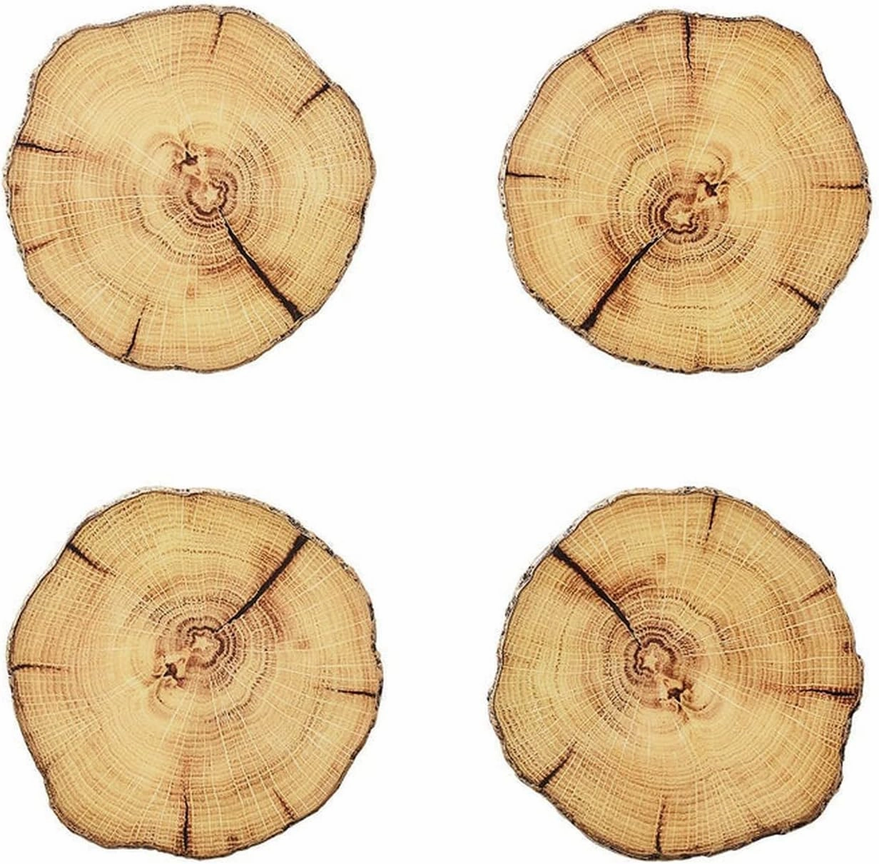 Kim Seybert Woodland Drink Coasters in Natural & Brown, Set of 4