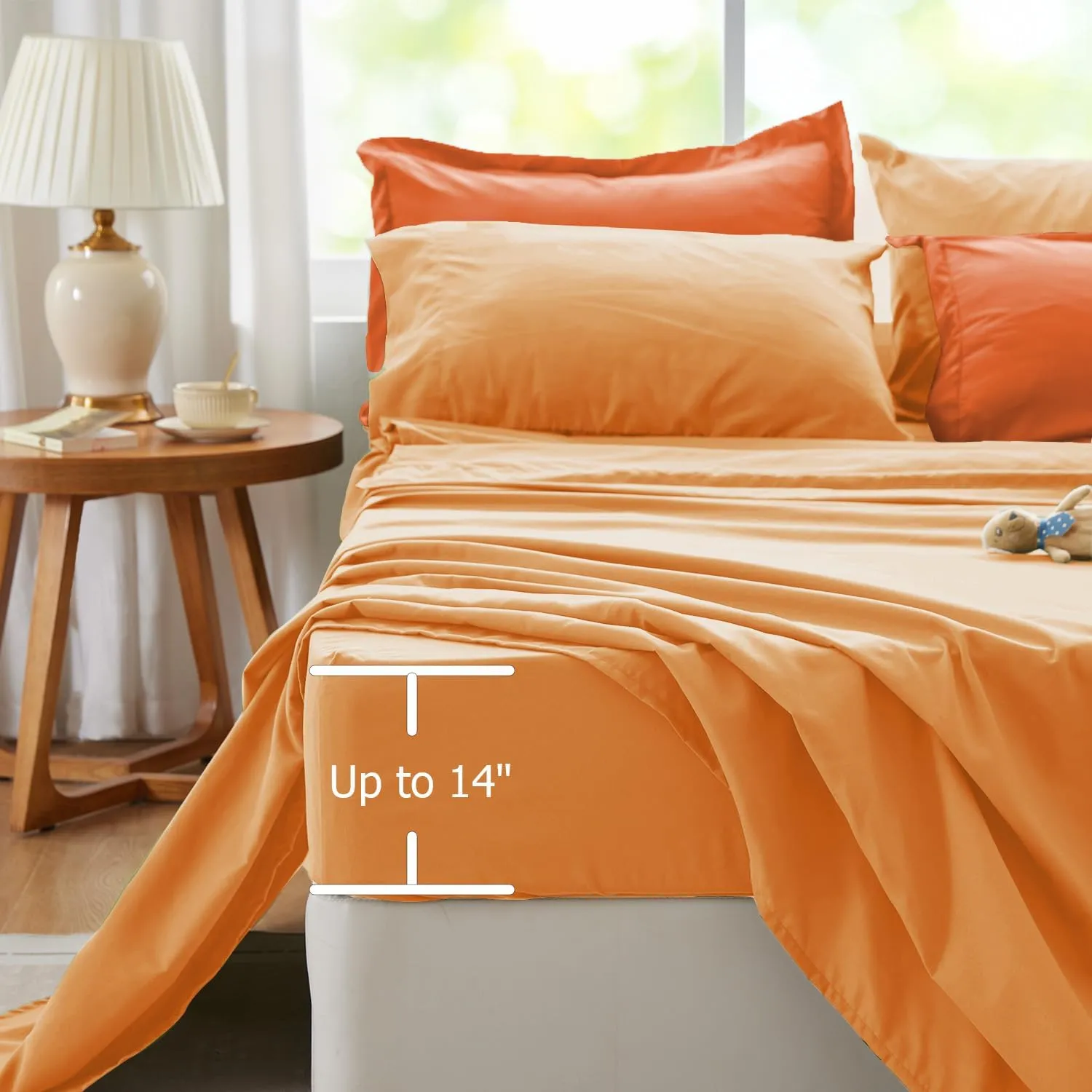 King Size Comforter Set Burnt Orange Reversible Bedding Set, 7 Pieces Soft Bed in a Bag King with Comforter, Sheets, Pillowcases & Shams, All Season Boho King Bed Set