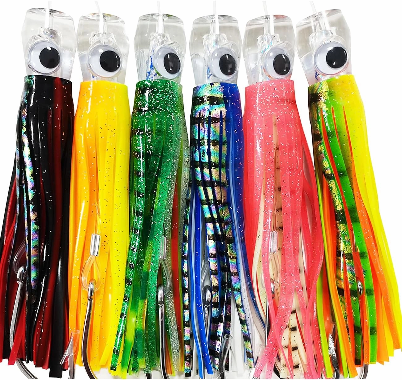 Kmucutie Set of 6 pcs 9 inch / 7 inch / 6.5 inch trolling Lure Marlin Tuna Dolphin Shark Big Game deep sea Fishing Lures Included Mesh Bag