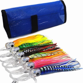 Kmucutie Set of 6 pcs 9 inch / 7 inch / 6.5 inch trolling Lure Marlin Tuna Dolphin Shark Big Game deep sea Fishing Lures Included Mesh Bag