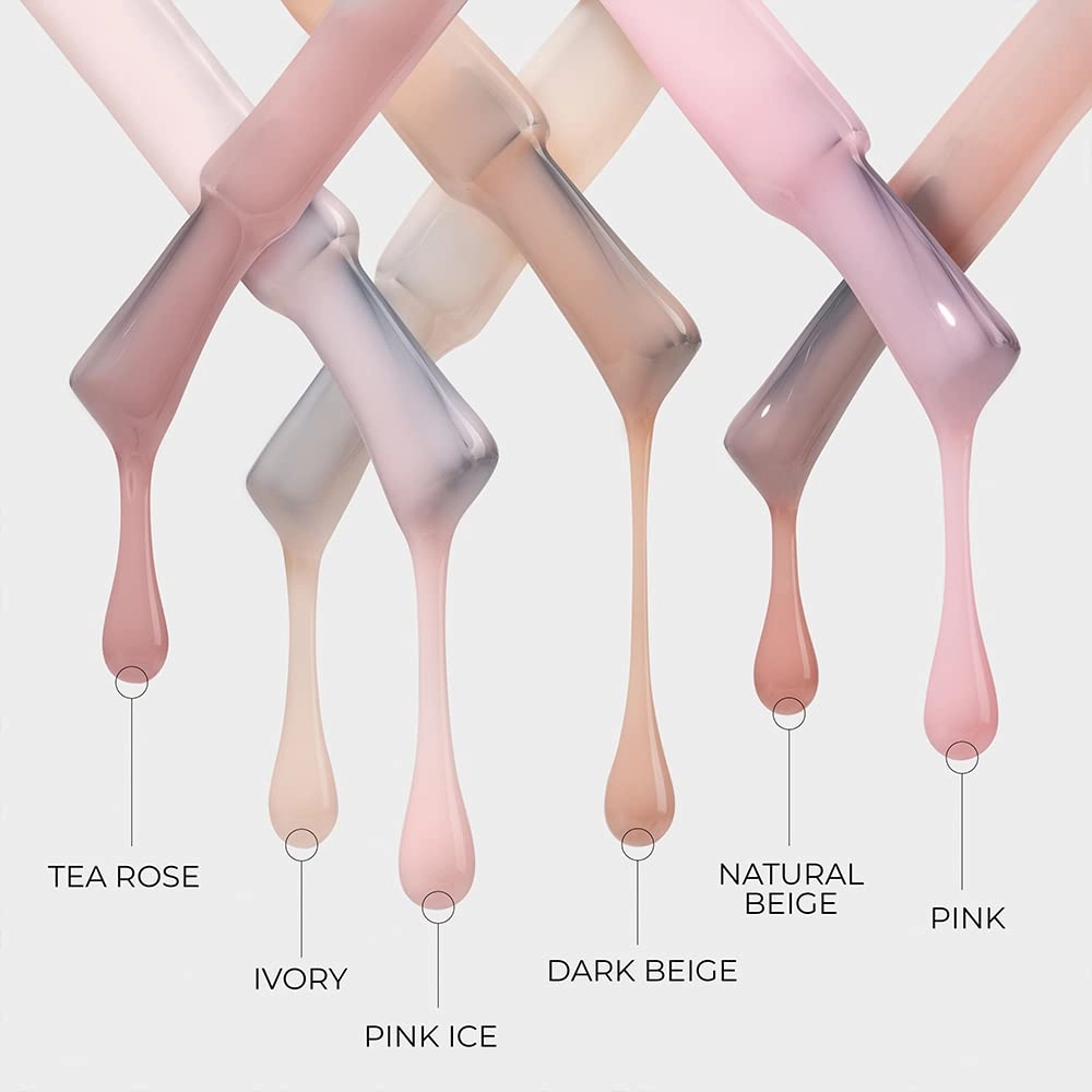 Kodi Professional Natural Rubber Base 12ml. (0.42 fl oz) Camouflage/Color, Pink, Beige, Rose, Ivory Gel LED/UV Nail Coat Soak Off Original   Gift Nail File (Rubber Base NATURAL BEIGE 7ml.)