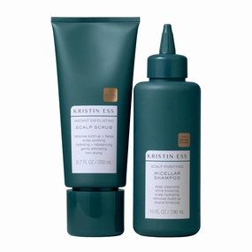 Kristin Ess Hair Vegan Scalp Treatment Set for Build Up, Dandruff   Detox - Exfoliating Scalp Scrub   Micellar Water Hair Shampoo - Gentle Cleansing   Moisturizing Dry Itchy Scalp   Hair