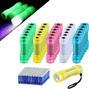 KunHe 30 Pack 395nm UV Black Light Flashlights Small Mini LED Flashlights Fluorescent Glow in Dark Flashlight Best Gift for Kids Party Favor in 5 Colors Gift to Halloween, Christmas
