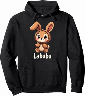 Labubu Cute Brown Bunny Monster Pullover Hoodie