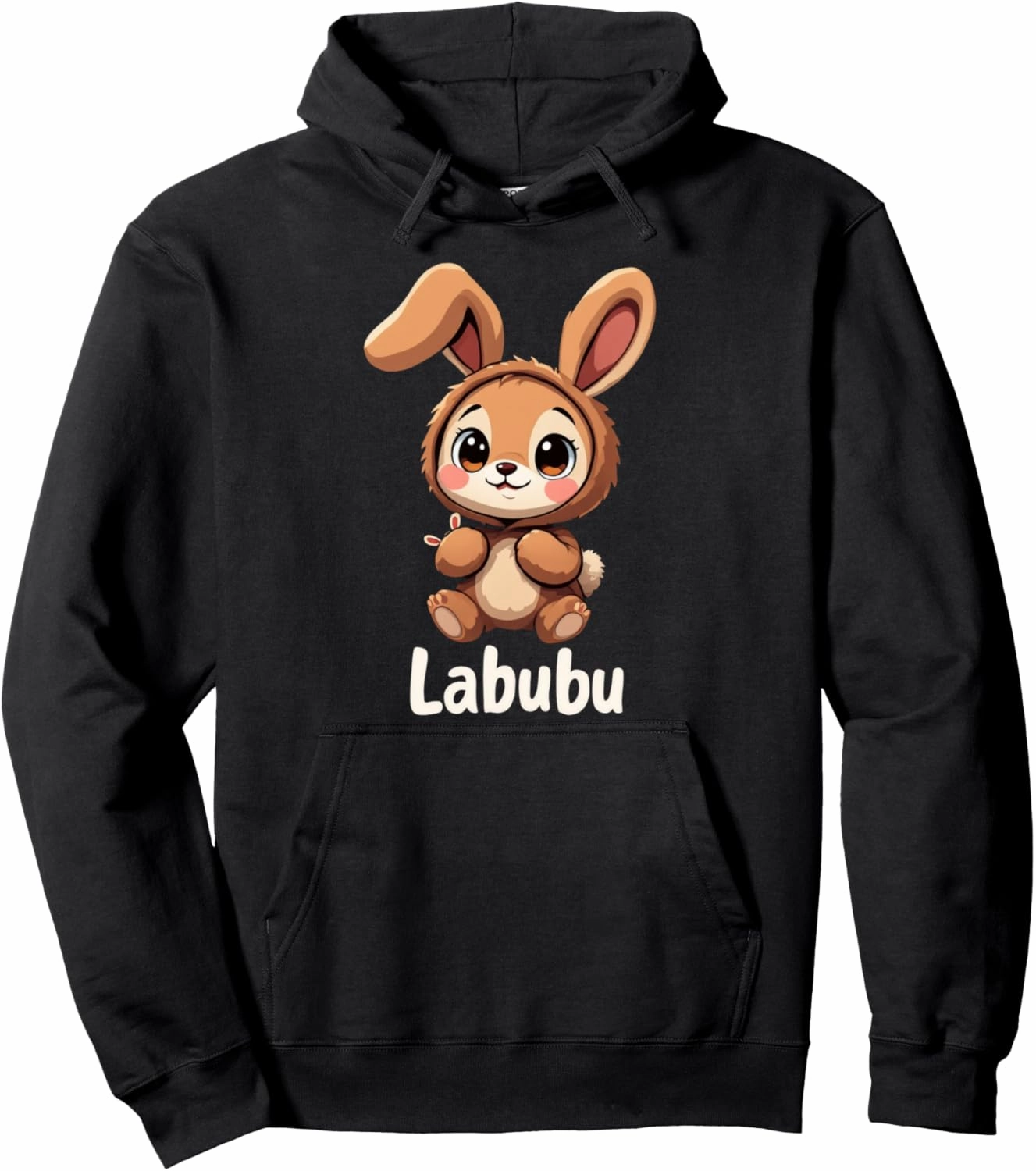 Labubu Cute Brown Bunny Monster Pullover Hoodie