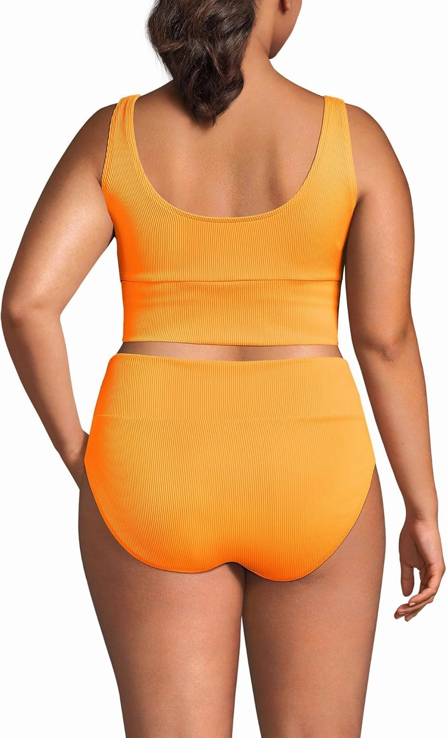 Lands' End Women's Tugless Tankini Top and High Waisted Bottom Swimsuit Set