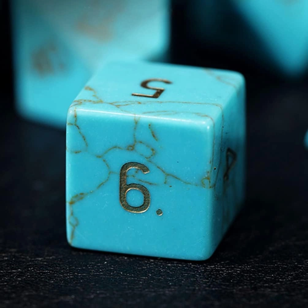 LANGWEI DND Dice Set, Pretty Turquoise Ore D&D Polyhedral Dice, Role Playing Dice Set for TRPG, Dungeons and Dragons Table Games, Creative Gifts