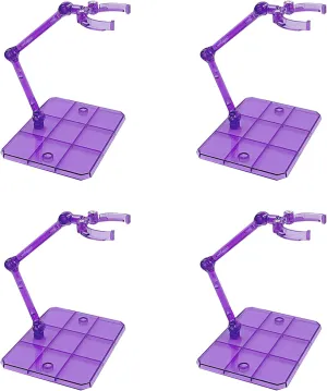 Larcele 4Pcs Action Figure Stand, Assembly Action Figure Display Holder Base Adjustable Clear Model Support Stand for 6-7 inch Action Figures SBZJ-01 (Transparent Purple)