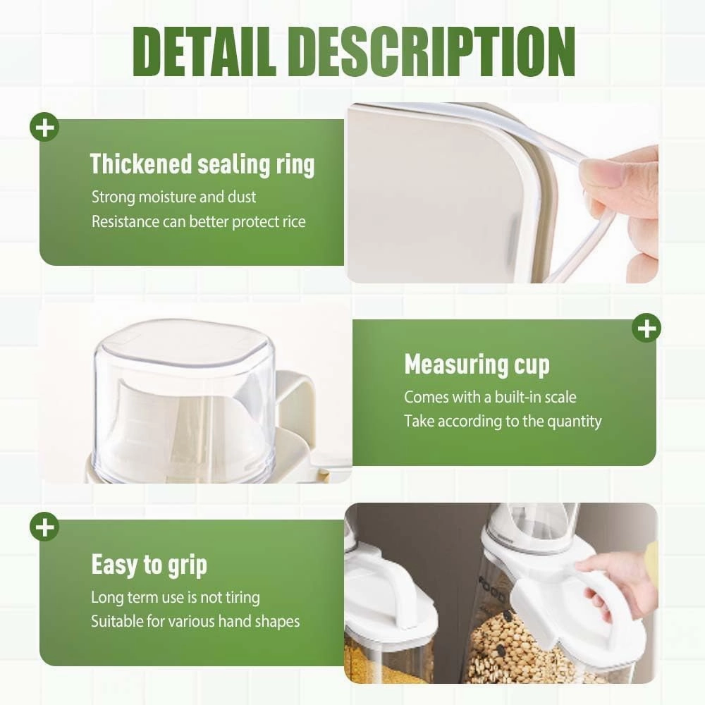 Large Airtight Food Storage Containers, Kitchen Pantry Organization, Clear Cereal Containers with Spout&Measuring Cup, Triple-Lock Lid for Flour, Sugar, Rice&Pet Food (Green,68 oz)