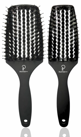 Large & Medium Hair Brush Set – Paddle Brush for Blow Drying   Vented Boar Bristle Hair Brush for Thick Hair