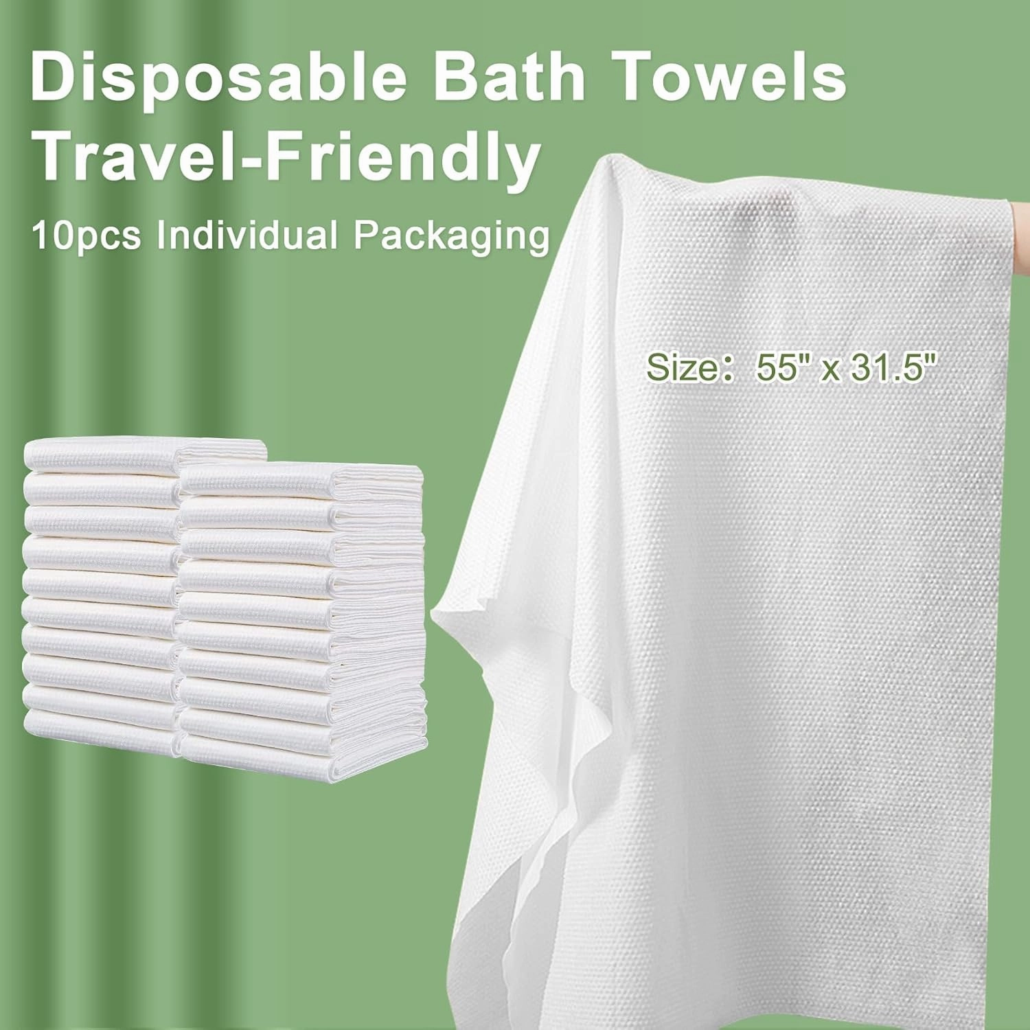 Large Disposable Bath Towels, 20 Pack 55" x 31.5" Ultra Soft, Quick Dry Disposable Body Towel, Portable Travel Towel for Hotel Camping Beach Swimming Gym Sauna Spa, Personal Care Pet Towels