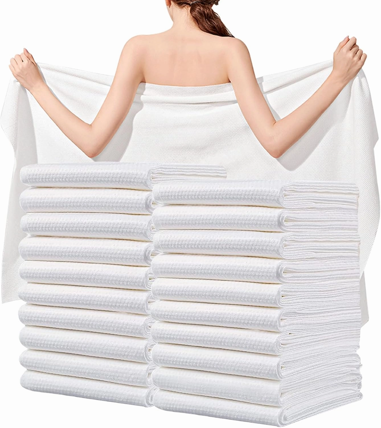Large Disposable Bath Towels, 20 Pack 55" x 31.5" Ultra Soft, Quick Dry Disposable Body Towel, Portable Travel Towel for Hotel Camping Beach Swimming Gym Sauna Spa, Personal Care Pet Towels