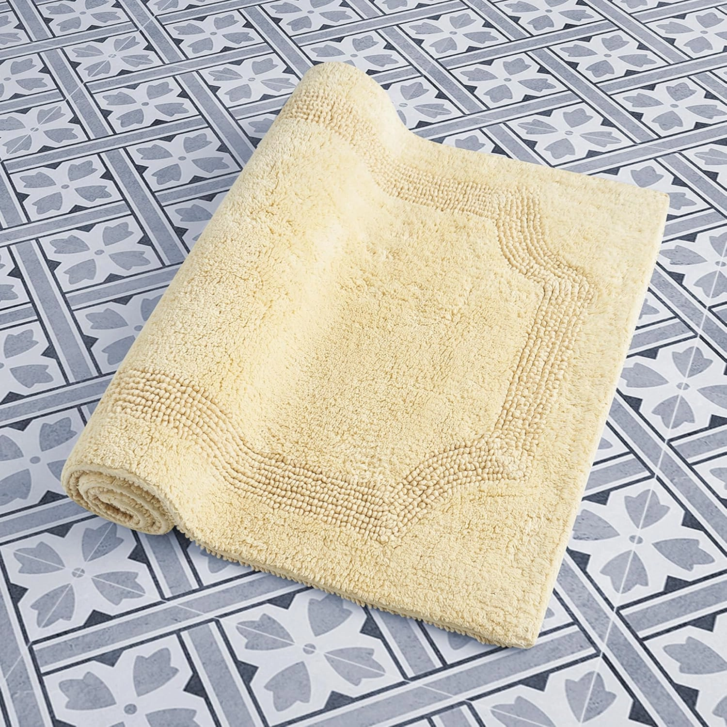 Laura Ashley Reversible Cotton 21 x 34 in. Bath Mat, Yellow