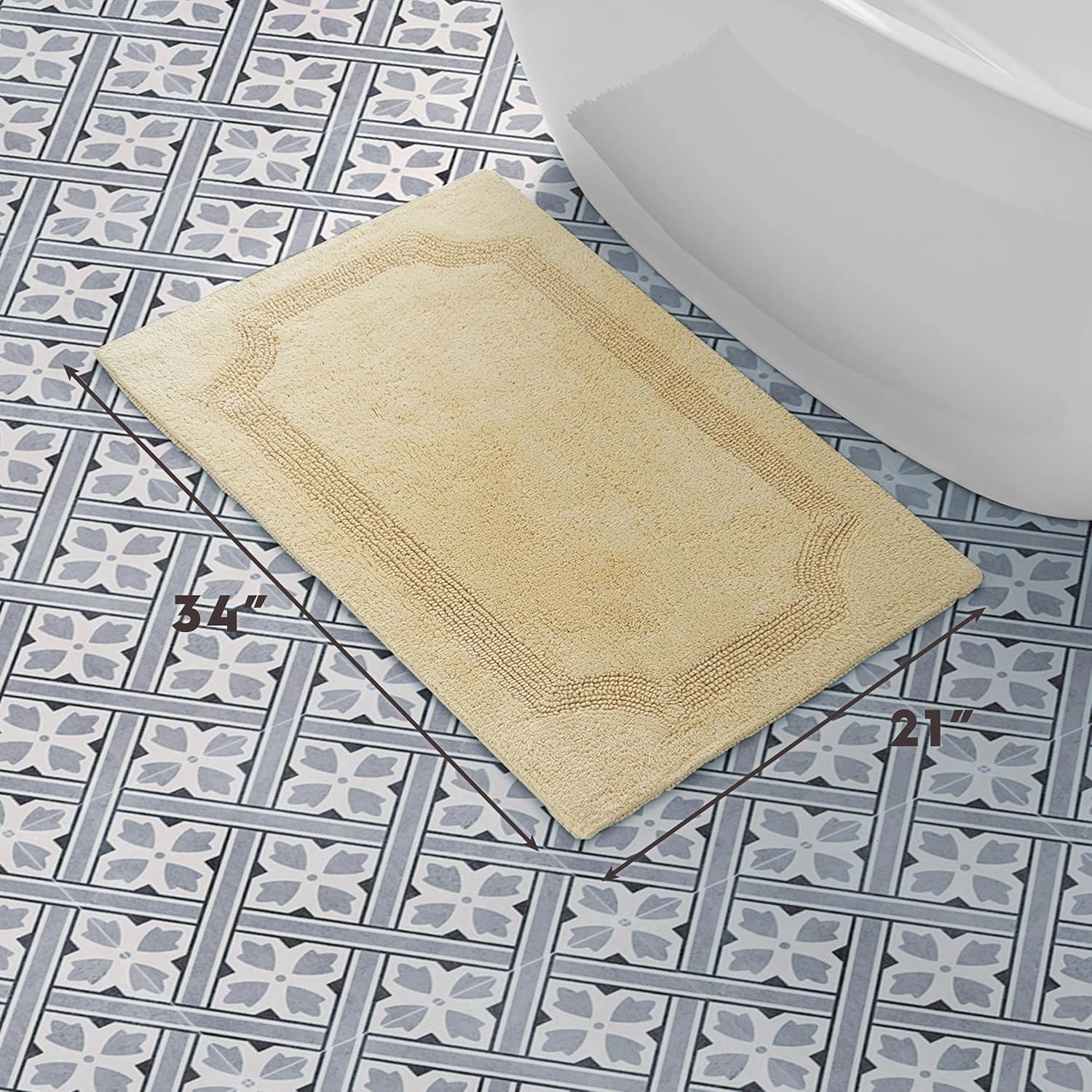 Laura Ashley Reversible Cotton 21 x 34 in. Bath Mat, Yellow