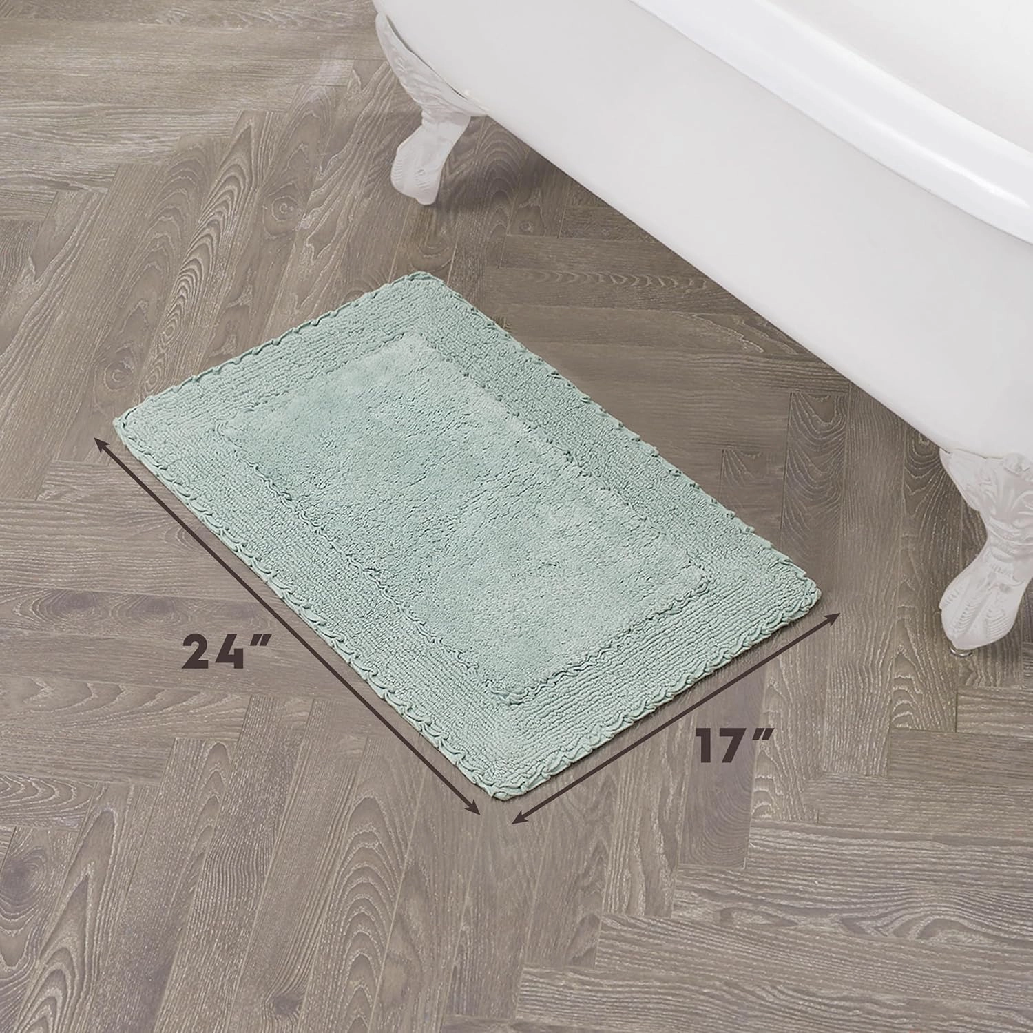 Laura Ashley Ruffle Cotton 17" x 24" Bath Rug, Aqua
