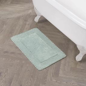 Laura Ashley Ruffle Cotton 17" x 24" Bath Rug, Aqua