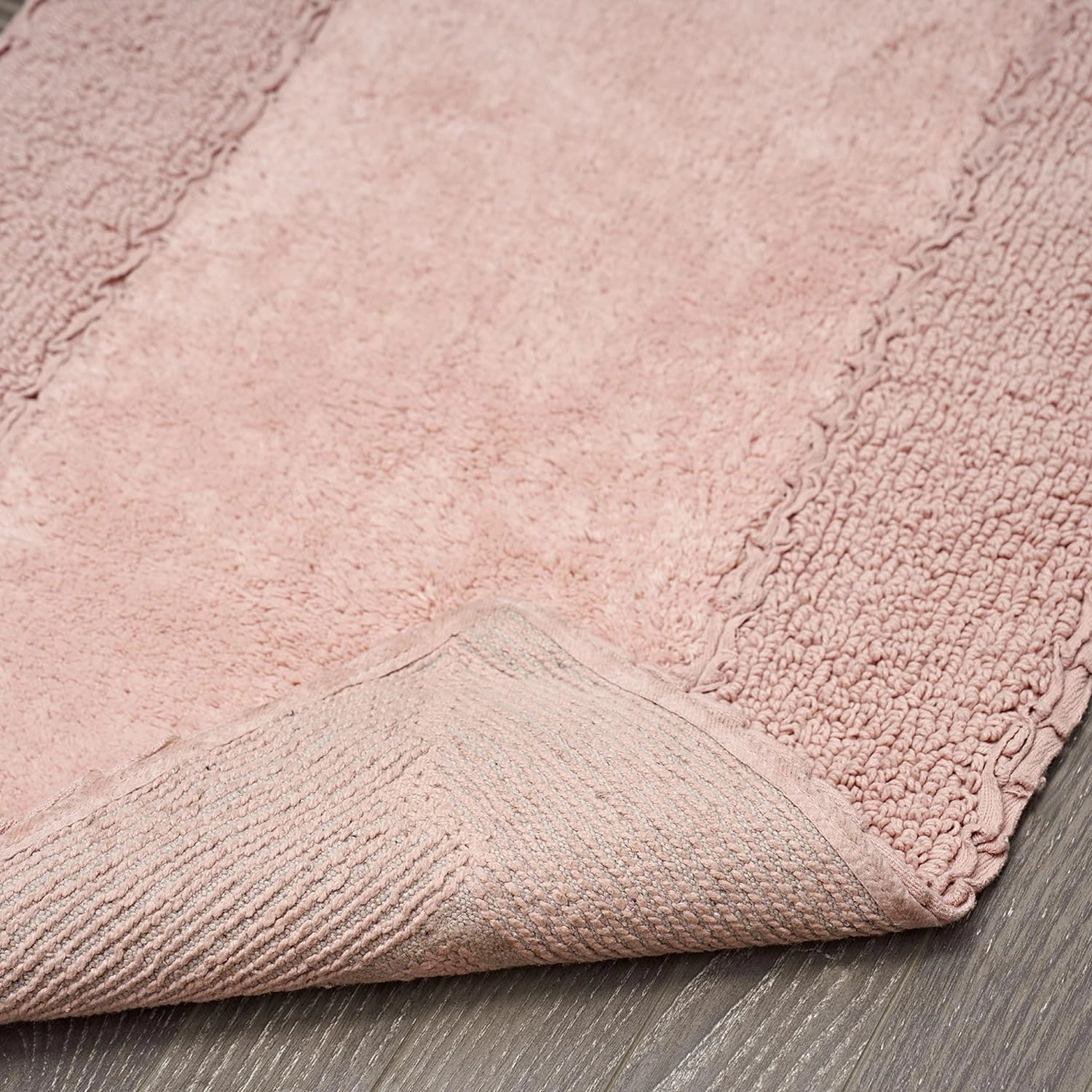 Laura Ashley Ruffle Cotton 2-Piece Bath Rug Set, Blush