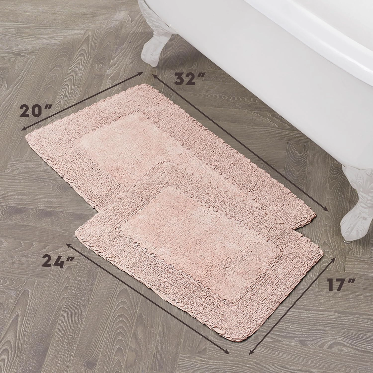 Laura Ashley Ruffle Cotton 2-Piece Bath Rug Set, Blush