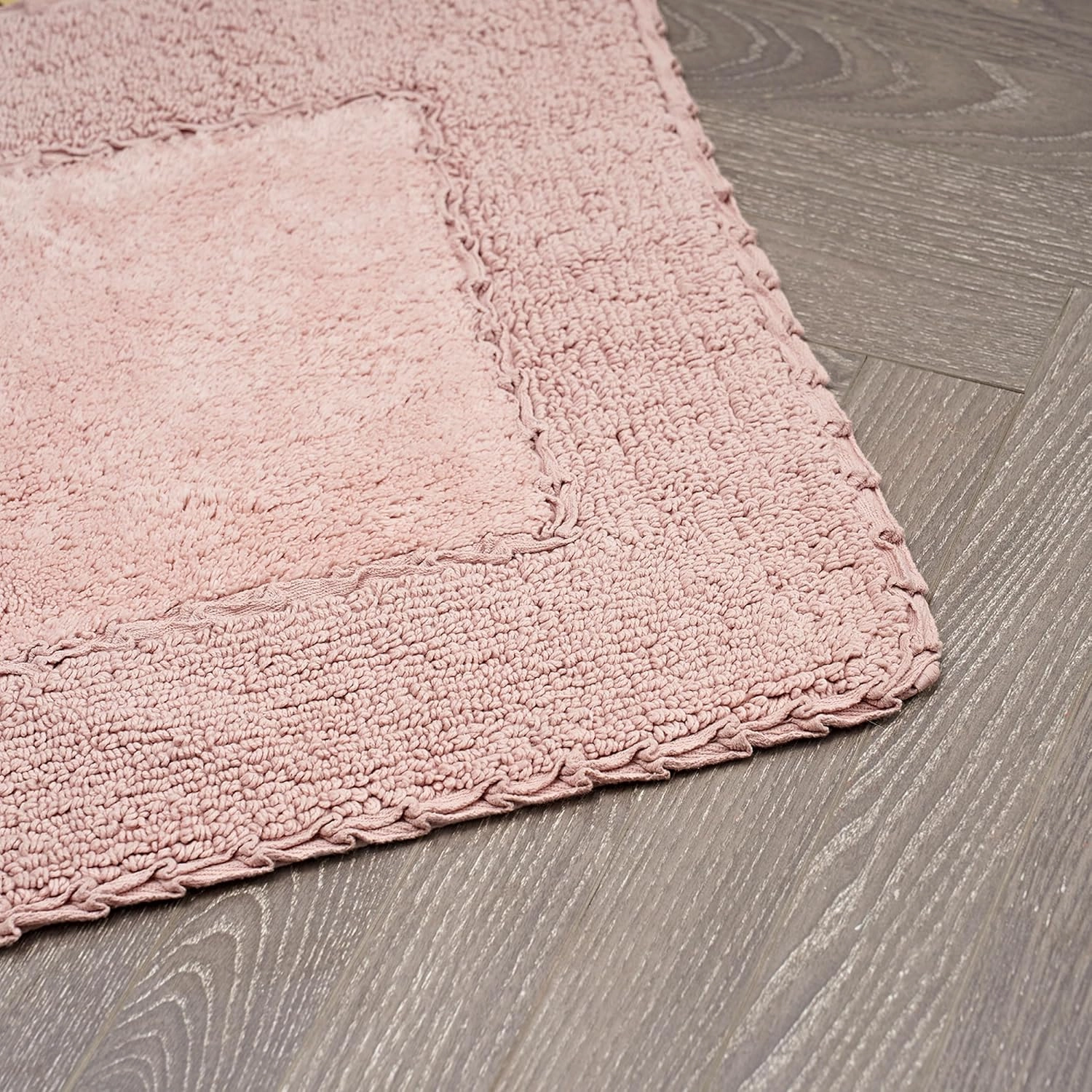 Laura Ashley Ruffle Cotton 2-Piece Bath Rug Set, Blush