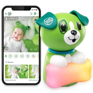LeapFrog Scout LF2911 Baby Monitor Camera, WiFi Remote Access, 1080p HD 360 ° Pan & Tilt Smart Camera, 2-Way Audio Talk, Night Light, Night Vision, Soothing Sounds, Temp. & Humidity Sensor