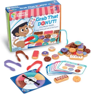 Learning Resources Grab That Donut!, 39 Pieces, Ages 3 ,Fine Motor Game, Toddler Learning Toys,Toddler Toys, Educational Games for Kids, Preschool Games,Donut Toys