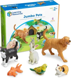 Learning Resources Jumbo Domestic Pets - 6 Pieces, Ages 2  Preschool Pet Toys, Classroom Desk Pets, Preschool Learning Toys