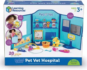 Learning Resources Pretend & Play Animal Hospital, Childrens Veterinarian Kit & Vet Center, 20 Pieces, Ages 3 