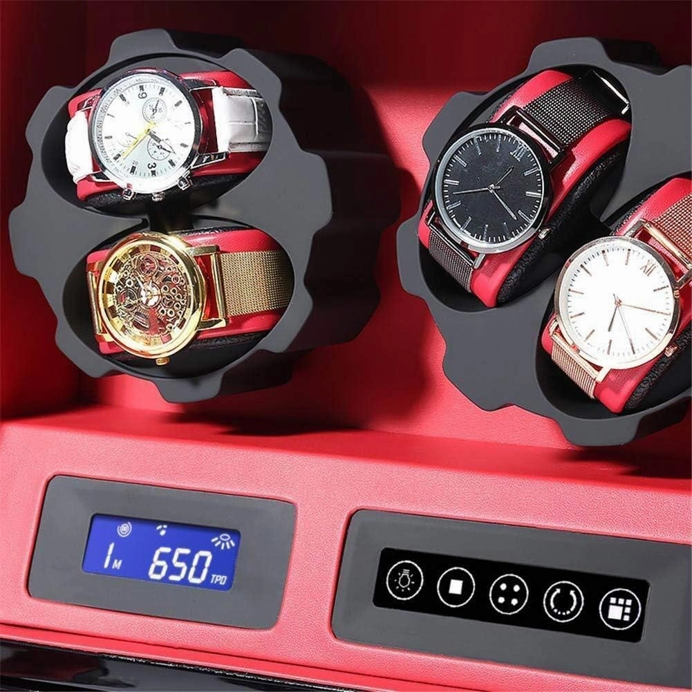 LED 4 5 Watch Winder for Automatic Watches Lntelligent Touch Screen with Drawer Wood Box 5 Modes Wrist Watch Winder Rotator 2 Power Supply Mode (B)