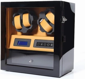 LED 4 5 Watch Winder for Automatic Watches Lntelligent Touch Screen with Drawer Wood Box 5 Modes Wrist Watch Winder Rotator 2 Power Supply Mode (B)