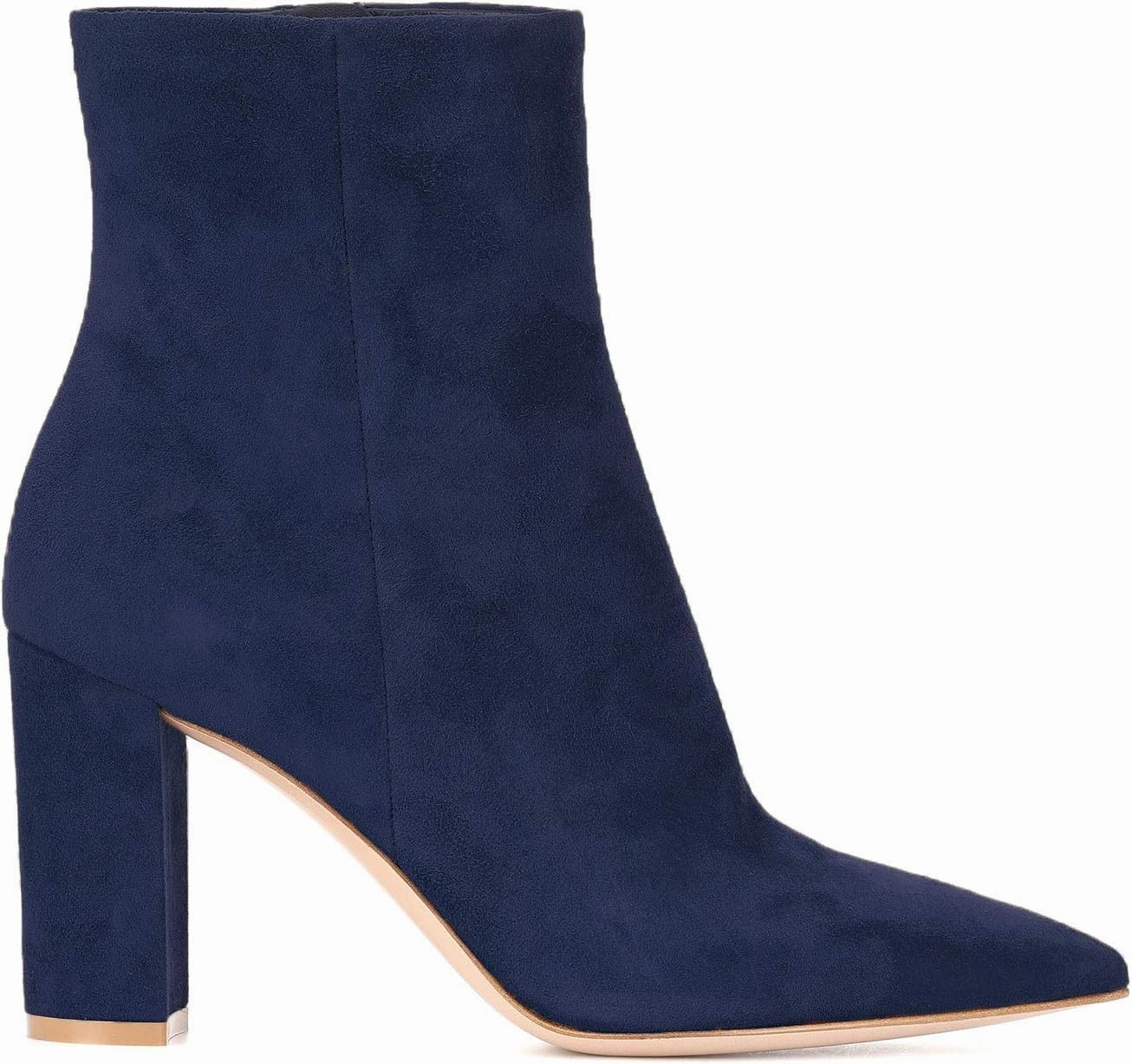 LEHOOR Women Fashion Chunky Block Heel Pointed Toe Ankle Booties Classic Side Zipper Short Boots 4-11 M US