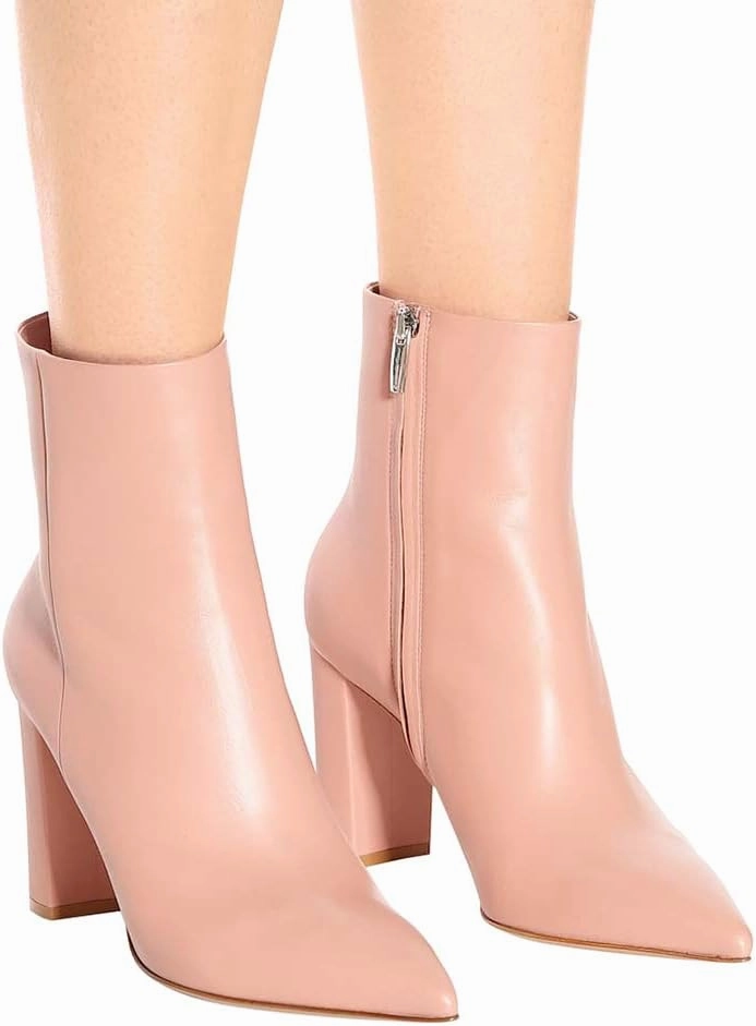 LEHOOR Women Fashion Chunky Block Heel Pointed Toe Ankle Booties Classic Side Zipper Short Boots 4-11 M US